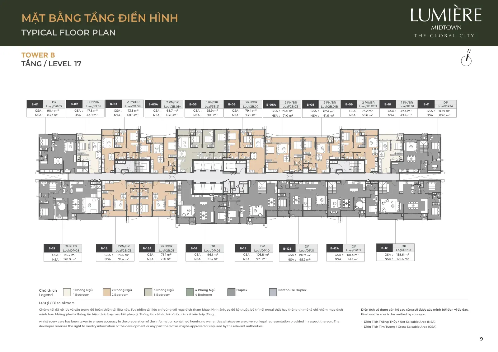 Mặt bằng tòa B tầng 17