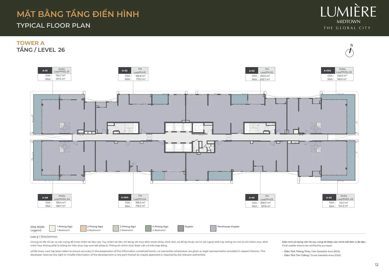 Mặt bằng tòa A tầng 26