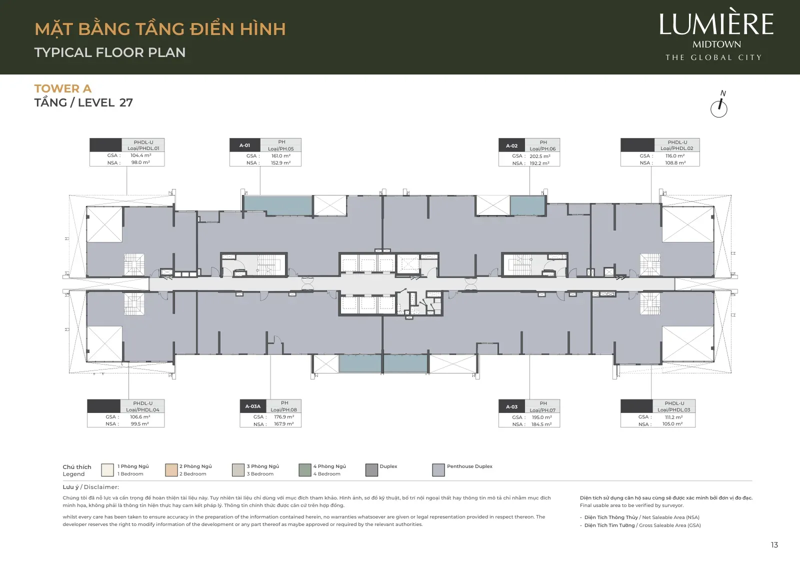 Mặt bằng tòa A tầng 27